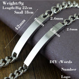 Personalized Letter Bracelet Engraved Name Date Stainless Steel Logo ID Bangle
