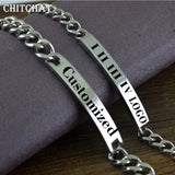 Personalized Letter Bracelet Engraved Name Date Stainless Steel Logo ID Bangle