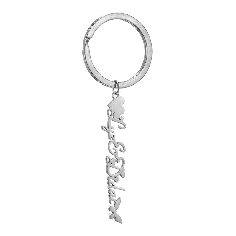 Personalized Name Key Chain Stainless Steel Letter Name Plate DIY Jewelry
