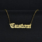 Personalized Name Necklace Old English Style Stainless Steel Girl Gift