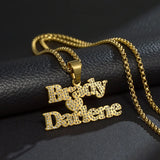 Custom Nameplate Necklace Heart Zircon Pendant Jewelry