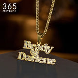 Custom Nameplate Necklace Heart Zircon Pendant Jewelry