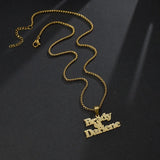 Custom Nameplate Necklace Heart Zircon Pendant Jewelry