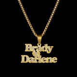 Custom Nameplate Necklace Heart Zircon Pendant Jewelry