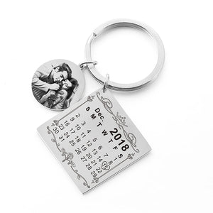 Personalized Calendar Date Keychain Heart Keyring Tag Keychain