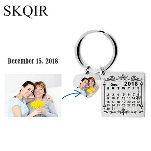 Personalized Calendar Date Keychain Heart Keyring Tag Keychain