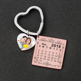 Personalized Calendar Date Keychain Heart Keyring Tag Keychain