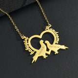 Personalized Love Bird Name Necklace - Engrave Name Pendant