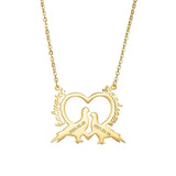 Personalized Love Bird Name Necklace - Engrave Name Pendant