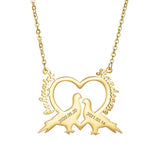 Personalized Love Bird Name Necklace - Engrave Name Pendant