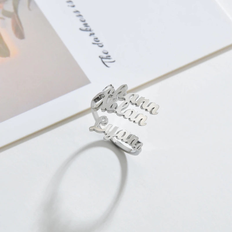 Personalized Stainless Steel Family Name Rings