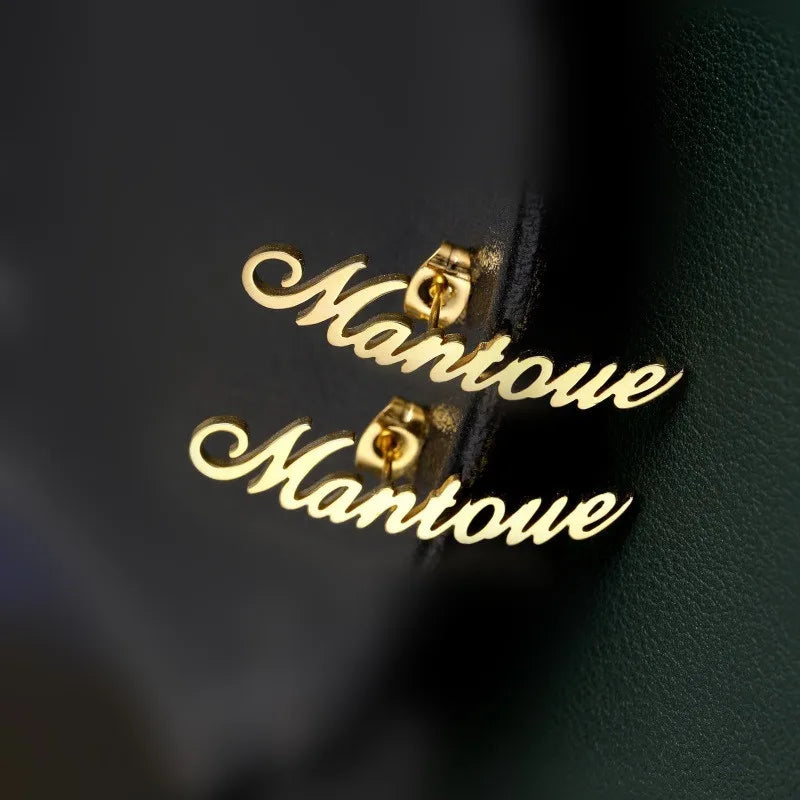 Custom Stainless Steel Name Earrings for Women Girls Letter Ear Stud