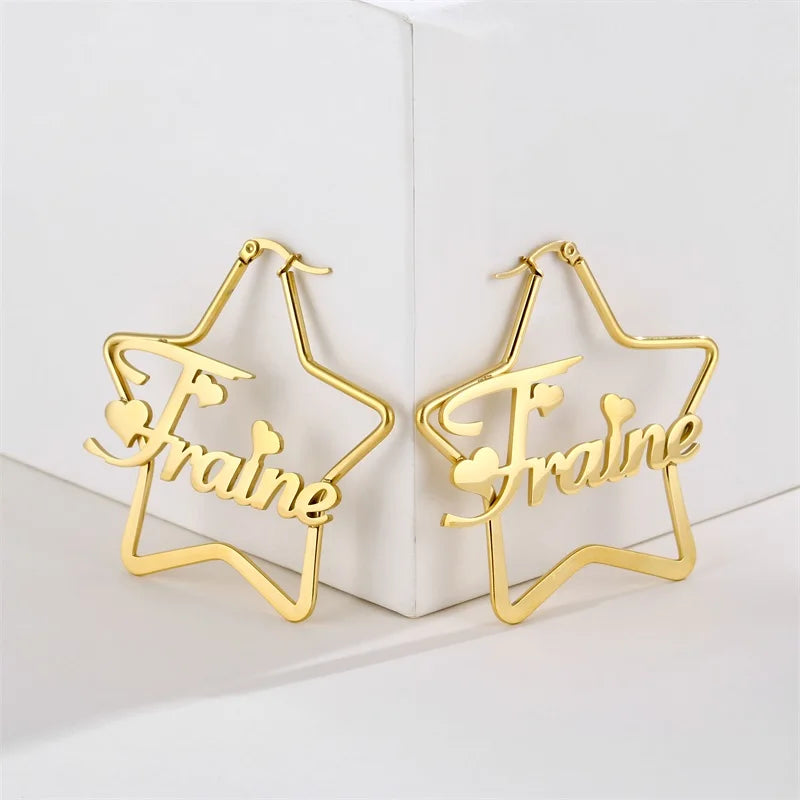 Personalized Star Name Earring Stainless Steel Letter Earring