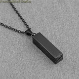 Engrave Vertical Bar Necklace Stainless Steel Urn Pendant