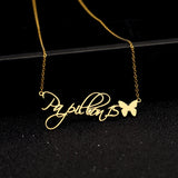 Butterfly Name Pendant Necklace Stainless Steel Name Necklace