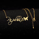 Butterfly Name Pendant Necklace Stainless Steel Name Necklace