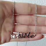 Heart Name Necklace Stainless Steel Chain Nameplate Pendant