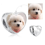 Custom Pet Dog Bone Footprint Heart Bead Bracelet 925 Sterling Silver