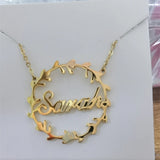 Personalized Stainless Steel Nameplate Wreath Necklace