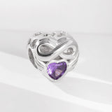 925 Silver Forever Love Purple Zircon Beads Photo Charms Bracelet
