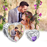 925 Silver Forever Love Purple Zircon Beads Photo Charms Bracelet