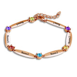 Personalized Multi-color Birthstone Bangle with Engraved Baby Name