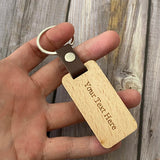 Personalized Daddy Date Wood Keyring 2 Sides Engraved Square Wooden Chip PU Leat