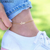Personalized Dainty Name Anklet Stainless Steel Initial Bracelet