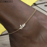 Personalized Dainty Name Anklet Stainless Steel Initial Bracelet