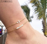 Personalized Dainty Name Anklet Stainless Steel Initial Bracelet