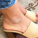Personalized Dainty Name Anklet Stainless Steel Initial Bracelet