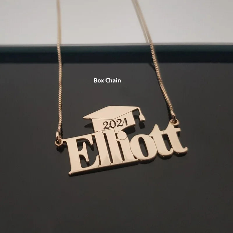 Personalized Graduation Date Nameplate Pendant Necklace