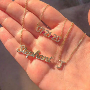 Custom Date Necklace with Diamond Pendant for Women
