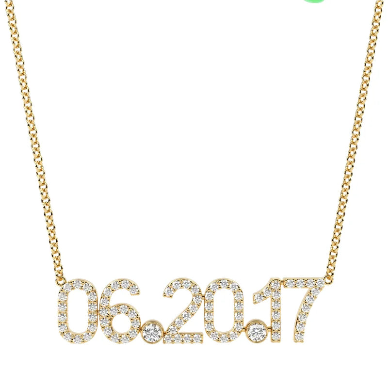 Personalized Zircon Date Necklace for Mom