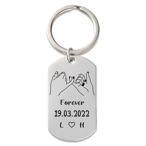 Personalized Date and Initials KeyChain, Fashion Keyring