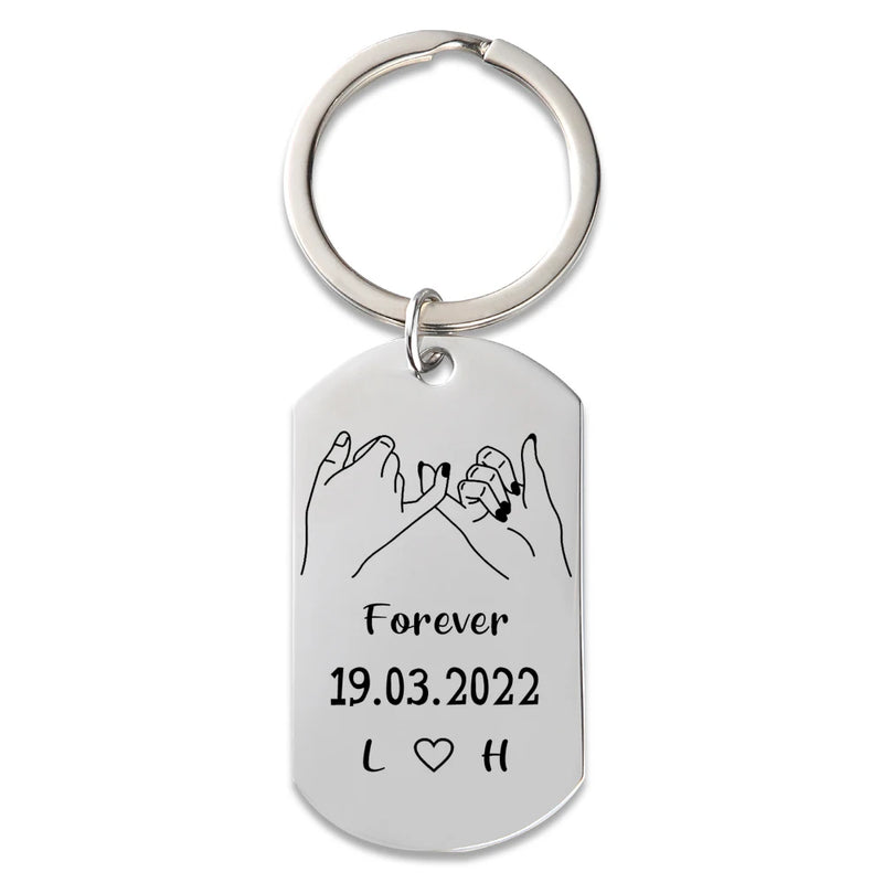 Personalized Date and Initials KeyChain, Fashion Keyring