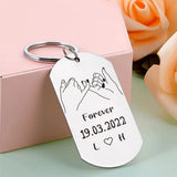 Personalized Date and Initials KeyChain, Fashion Keyring