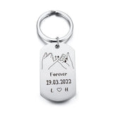 Personalized Date and Initials KeyChain, Fashion Keyring