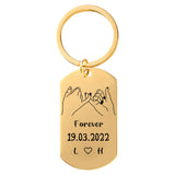 Personalized Date and Initials KeyChain, Fashion Keyring