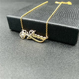 Rose Flower Name Necklace Stainless Steel Wedding Anniversary Gift