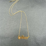 Rose Flower Name Necklace Stainless Steel Wedding Anniversary Gift
