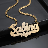 Custom Diamond Cut Name Necklace for Women - Stainless Steel Nameplate