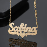 Custom Diamond Cut Name Necklace for Women - Stainless Steel Nameplate