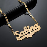 Custom Diamond Cut Name Necklace for Women - Stainless Steel Nameplate