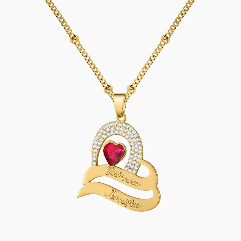 Personalized Diamond Name Necklace with Birthstone Engraved Name