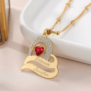 Personalized Diamond Name Necklace with Birthstone Engraved Name