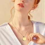 Personalized Disc Coin Necklace with Birthstone Pendant Initial Necklace