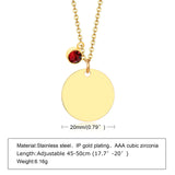 Personalized Disc Coin Necklace with Birthstone Pendant Initial Necklace