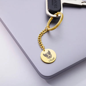 Personalized Pet Photo Keychain - Custom Pet Portrait Keyring