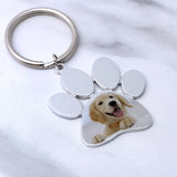 Custom Dog Paw Keychain Photo Engraved - Your Pet Picture Key Ring